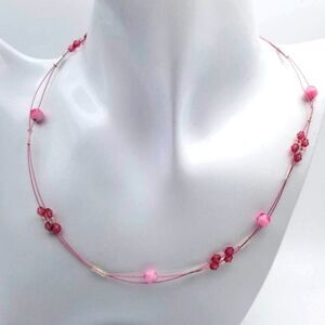 Cotton candy land floating bead necklace‎